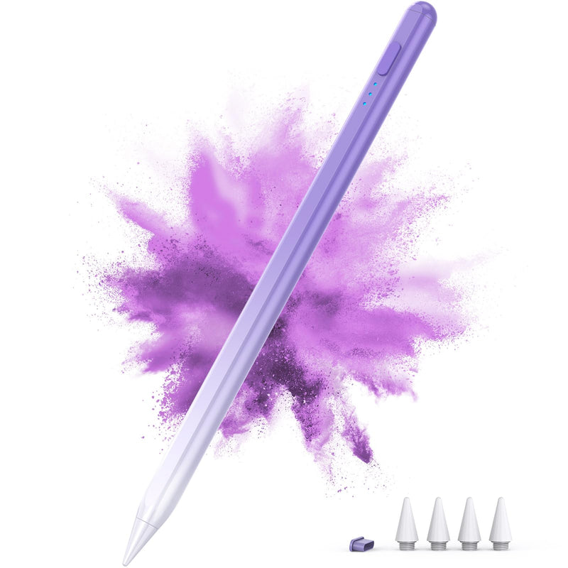 Stylus Pen for iPad 2018-2024, 15Mins Fast Charge for Apple iPad Pencil, Palm Rejection, Tilt Sensitivity, Pen for iPad 10/9/8/7/6, iPad Pro 12.9"/11"/13" M4, iPad Mini 6/5, iPad Air 5/4/3/11"-13" M2 Purple