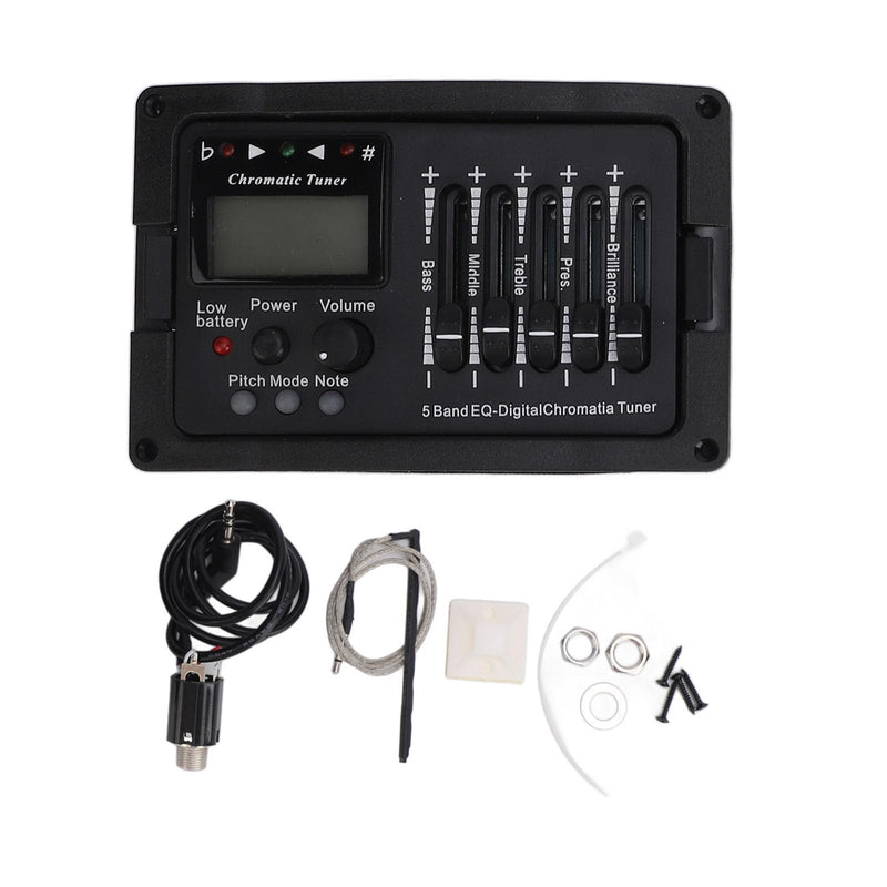 Acoustic Guitar Preamp Pickup 5 Band Guitar Preamp Equalizer with Tuner for Players Stage Performance