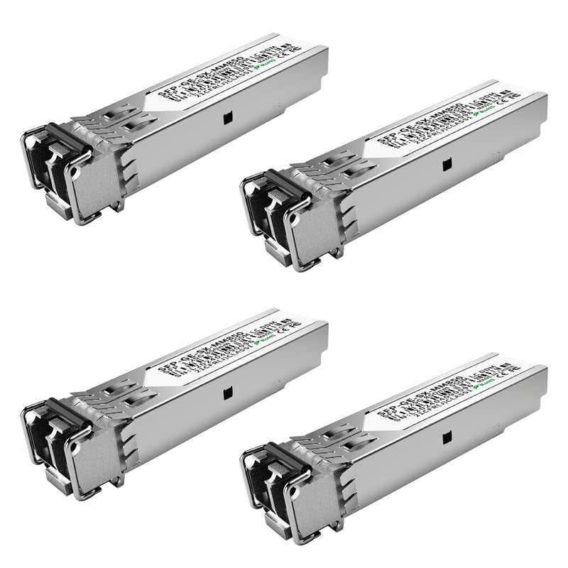 4Pack 1.25G SFP Module 1000Base-SX Multimode LC Transceiver, 850nm MMF, 550m Range - Compatible with Cisco SFP-GE-S, Meraki MA-SFP-1GB-SX, Ubiquiti UF-MM-1G, Mikrotik, TP-Link, Netgear, Aruba and more 4PCS 1.25G Multi-Mode SFP Module