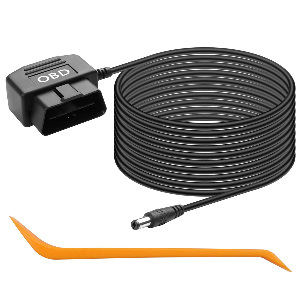 CERRXIAN OBD Power Cable for Dash Camera, OBD to DC 5.5x2.1mm OBD Adapter Hardwire Charger Cable 24 Hours Surveillance/Acc Mode with Low Voltage Protection 12-24V to 5V 3A (11.5FT)