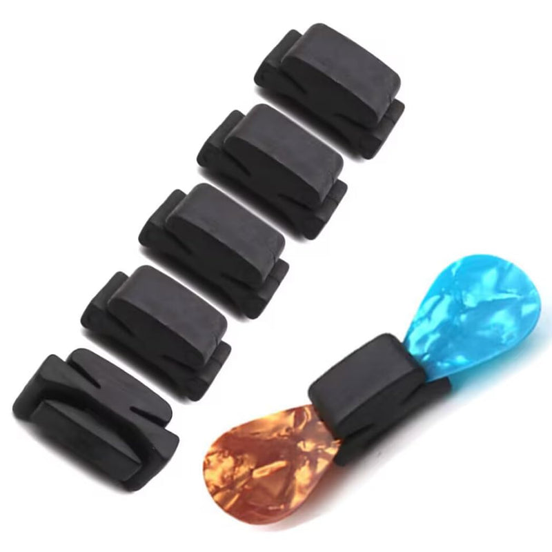 5pcs Rubber Headstock Guitar Pick Holder - Securely Attach Between 3rd & 4th Strings for Guitar, Bass, Ukulele, Banjo and Mandolin