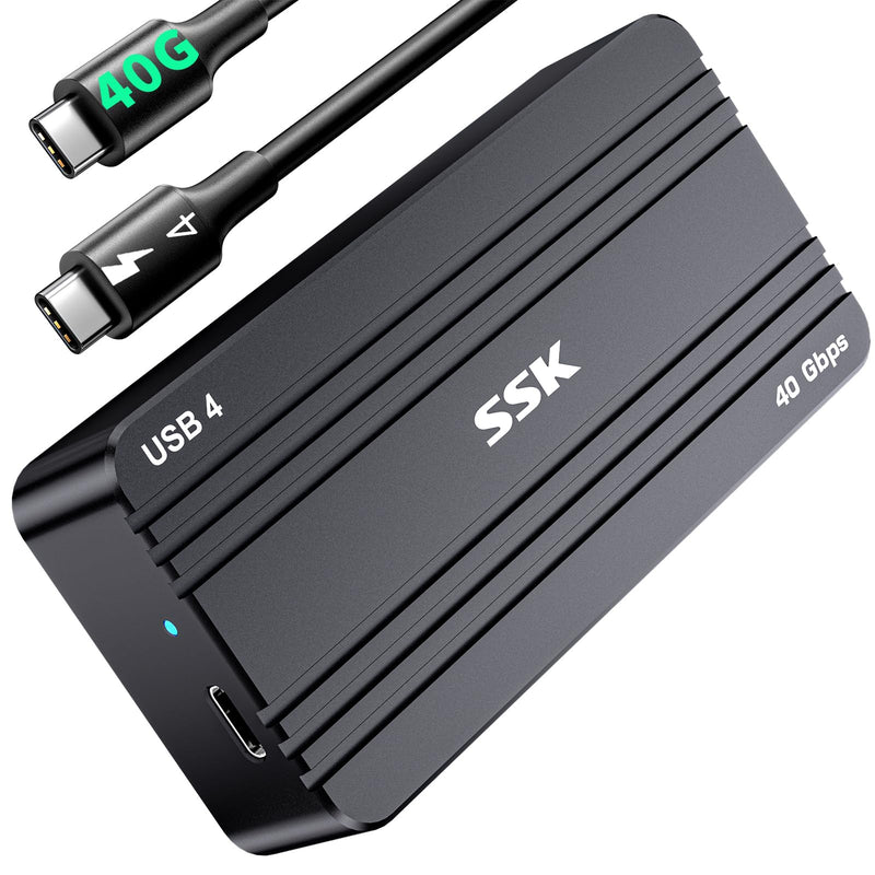 SSK M.2 SSD Enclosure 40Gbps, PCIe4 NVMe to USB4 NVMe Enclosure USB C Compatible with Thunderbolt, 2280/2260/2242/2230 SSD Case Adapter M-Key with LED Indicator Aluminum Alloy
