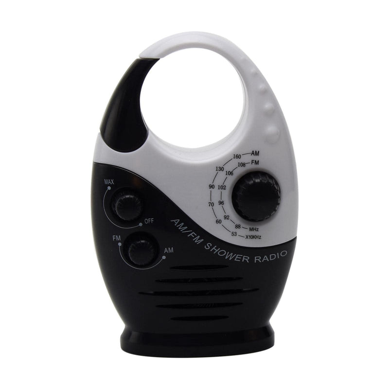 Shower Radio, Waterproof Shower Radio, 1Pc Adjustable Volume Shower AM FM Button Speaker Portable Waterproof Speaker Bathroom Shower Speakers Wireless Radio with Top Handle.(Black) Black