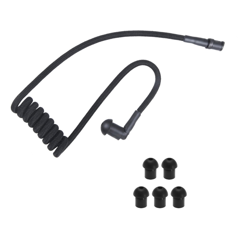 [AUSTRALIA] - Radio Earpiece Accessories Braided Acoustic Coil Tube Kinitted Fabric Nylon Moisture-Resistant Replacement with Ear Piece Tips (Black) Black 