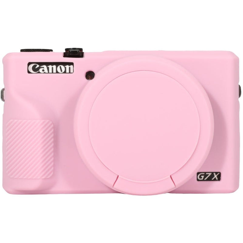 [AUSTRALIA] - Case for Canon Powershot G7X Mark III Digital Camera, G7X Mark iii Camera Silicone Case, Anti-Scratch Slim Fit Soft Skin, G7X Mark 3 Accessories with Detachable Lens Cover - Pink 