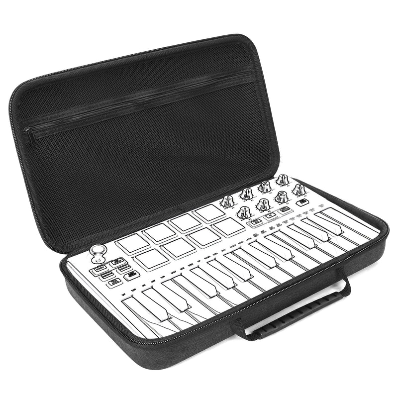 Linkidea Hardshell Case Compatible with Akai Professional MPK Mini MK3-25-Key Ultra-Portable USB MIDI Drum Pad and Keyboard Controller Protective Cover (Dark Grey)