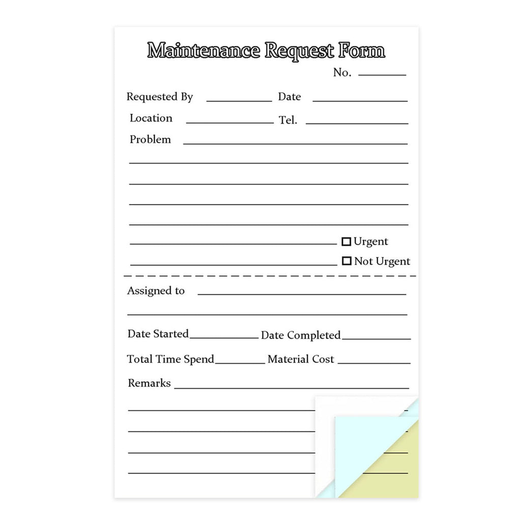 300 Sets Maintenance Request Forms, 3 Part Carbonless, 6 Pack 5.5 x 8.5 Inch Maintenance Request Slips, Repair Request Forms (50 Sets Each Pad), WHITE