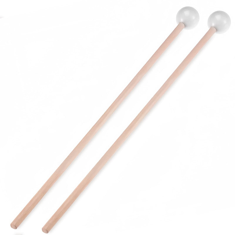 Marimba & Glockenspiel Percussion Mallets - Rubber Xylophone Sticks with Wood Handles(White)