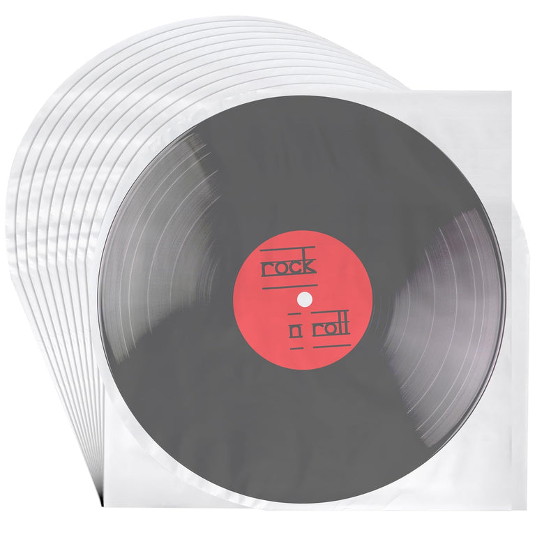 Framendino, 50 Pack 10 Inch Vinyl Record Inner Sleeves Round Bottom Protective Sleeves for Vinyl Records