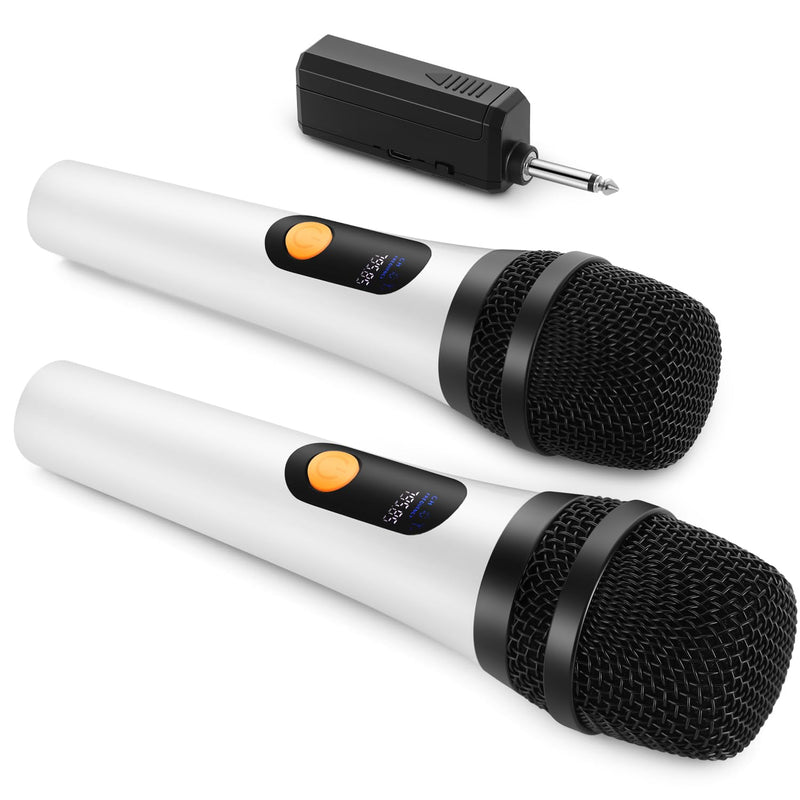 [AUSTRALIA] - Wireless Microphone, FOLTUSMY Dual Digital Dynamic Bluetooth Microphone with Rechargeable Receiver, 200ft Range, Microphone for Singing, Karaoke, Meeting, Church, Wedding 