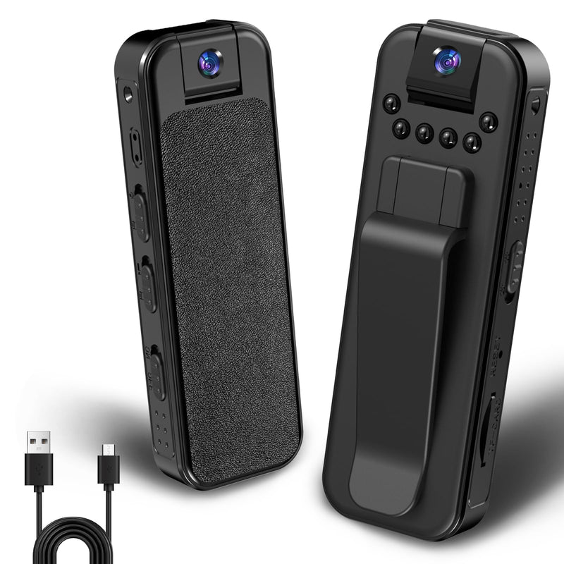 Mini Body Camera with Audio and Video Recording, 1080P Camcorder with Night Vision, 180° Ratatable Lens, Sturdy Clip for Cycling Law Enforcement Recording up to 128GB SD Card (Not Included)