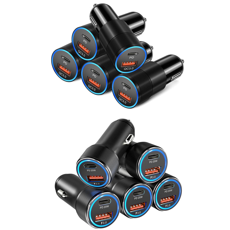 10 Pack USB C Car Charger, Dual 12V USB C & USB Car Charger Apdater Fast Charge PD&QC 3.0 Cigarette Lighter Plug