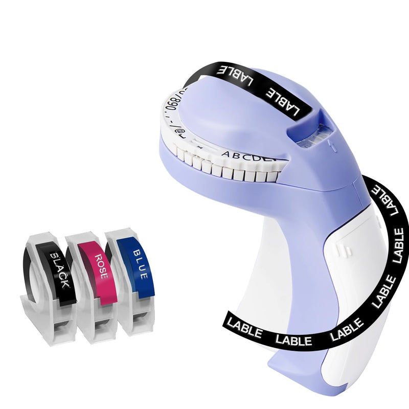 [AUSTRALIA] - Embossing Label Maker with 3 Tapes, 3D Embosser Handheld Label Machine, Portable Lettering Embossed Labeler with 3 Rolls Emboss Tapes for Office Home Organization and DIY Crafting（Purple） 