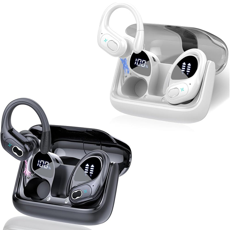 Wireless Earbuds 75hrs Bluetooth 5.4 Headphone Sport, 2024 Bluetooth Earbuds Stereo Deep Bass Over Ear Bud with Earhooks, ENC Noise Cancelling Mic, IPX7 Waterproof Earphone for Workout/Running