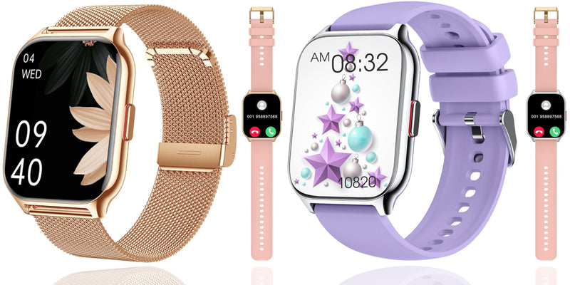 2-Pack Smart Watch with 4 Bands, 2.0" Fitness Tracker Watch(Dial/Answer Calls) with Heart Rate/Blood Pressure/Blood Oxygen Monitor for Android iOS