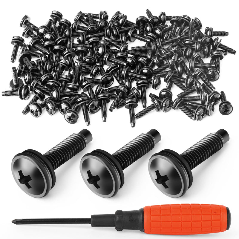 120PCS 10/32 Server Rack Screws, Racks Mounting Steel Screws with Washers and Screwdriver for Server Cabine