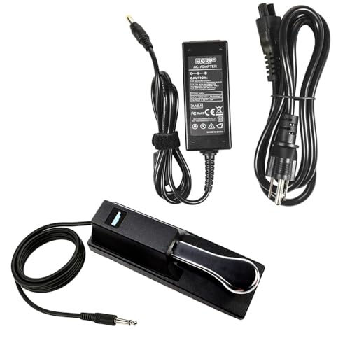 HQRP Sustain Pedal Piano Style and HQRP AC Adapter Compatible with Casio CTK-2200 CTK2200 CTK-2080 CTK2080 CTK-2300 CTK2300 Keyboards