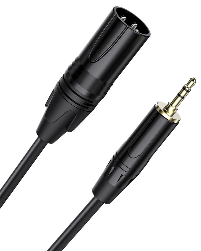 XLR Cables 25 ft XLR to 3.5mm 1/8 inch TRS Mic Cable 3.5mm to XLR Microphone Cable, TRS to XLR Mic Cord Compatible with iPhone, iPod, MP3 Player, Laptop, Recorder and more-25 Feet 25FT (7.6m) xlr to 1/8 (3.5mm) Black