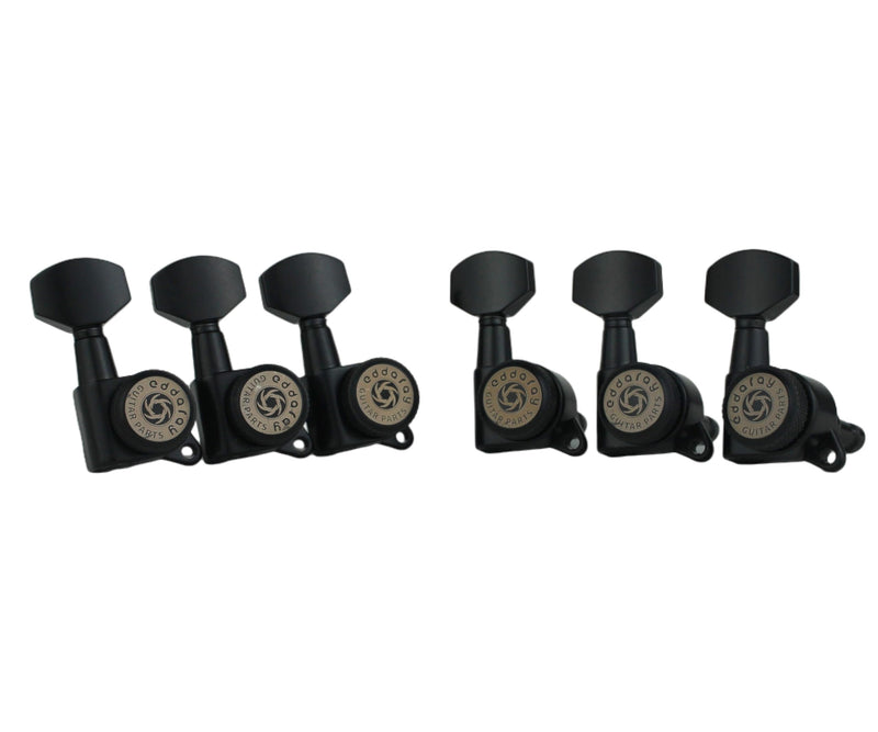 6 In-line Guitar Locking Tuners 6 Right Hand – 1:18 Gear Ratio Lock String Tuning Key Pegs Machine Heads Set with Hexagonal Shaped Knob Replacement, (E-107SP, Black) 6 for Right