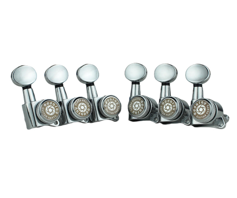 [AUSTRALIA] - 6 In-line Guitar Locking Tuners 6 Right Hand – 1:18 Gear Ratio Lock String Tuning Key Pegs Machine Heads Set with Oval Shaped Knob Replacement, (E-105SP, Chrome) 6 for Right 