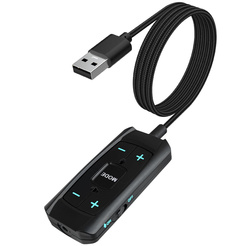 USB Sound Card Virtual 7.1 Surround Sound USB to 3.5mm Jack Audio Adapter Cable External Sound Card for PC/PS4/PS5/Mac/Stereo Headset, 6.5ft, Audio Control Box, Plug and Play