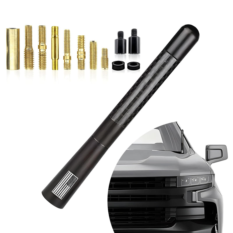 1 PC Car Radio Antenna with Screw, Aerodynamic Design, Waterproof Carbon Fiber Vehicle Signal Receiver, Universal 4.72In Automotive Antenna Replacement (Black #American Flag) Medium Black #American Flag