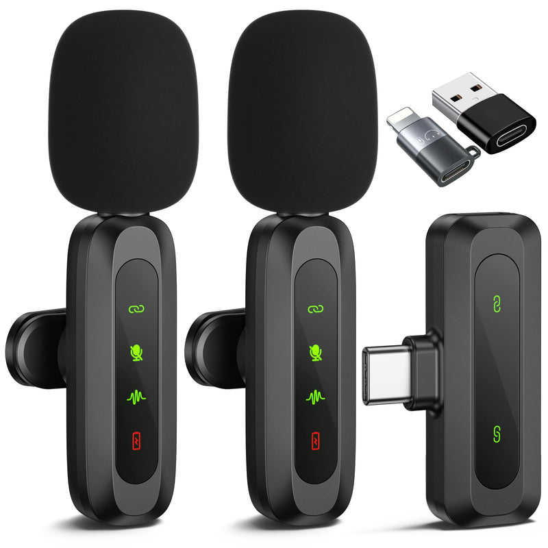 Wireless Lavalier Microphone for iPhone, iPad, Android - 100FT Transmission, 360° Omnidirectional HD High Sensitivity Mic for Interview, Video Podcast, Vlog, YouTube, TikTok