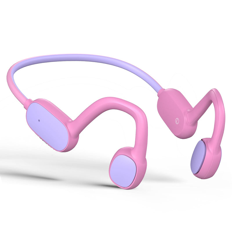 Kids Headphones, Bluetooth 5.2 Air Conduction Open Ear Headphones, 85dB Volume Limiting, Stereo Sound with Mic, IPX5 Waterproof, 20H Playtime, Perfect for School and Outdoor-Pink PinK