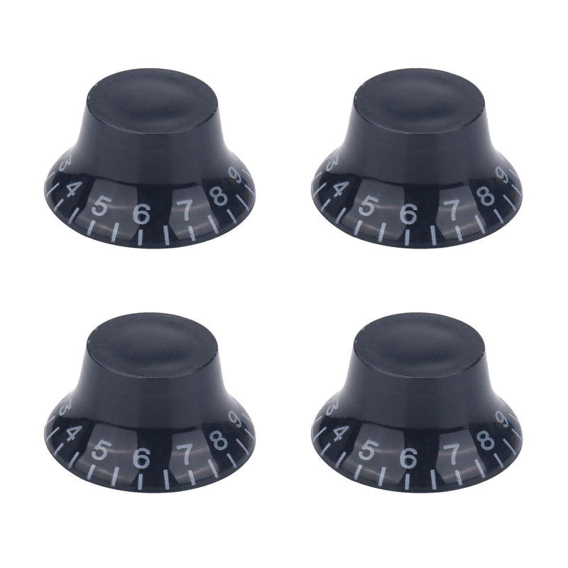 4PCS Top Hat Electric Guitar Control Knobs, Volume Tone Control Knobs Turning Speed Control Knob Guitar Bell Knobs for LP SG Electric Guitar Bass Replacement (Black) Black