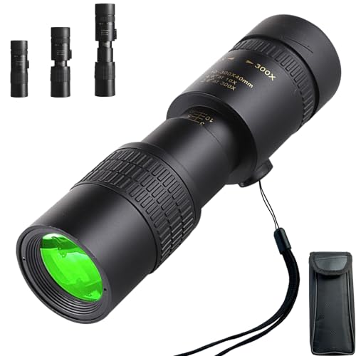 10-300x40 Monoculars for Adults High Powered – Zoom Monocular Telescope with BAK4 & FMC Lens for Concerts, Birdwatching, Stargazing (Smartphone Adapter &Tripod NOT Include) Black