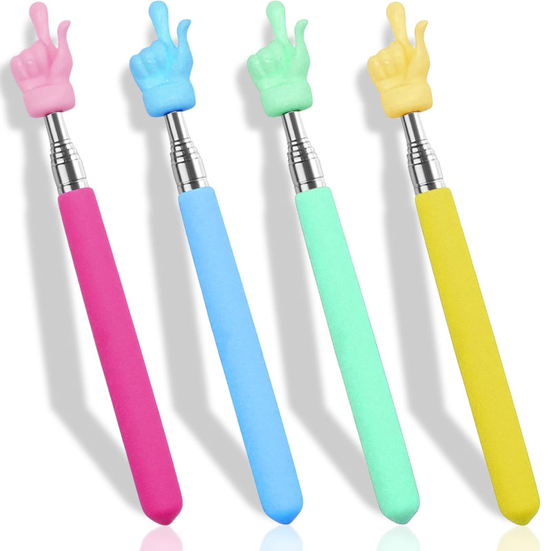 [AUSTRALIA] - 4PCS Retractable Teacher Pointer for Classroom Kids Reading, Mini Extendable Hand Pointer Finger Pointer Stick, Point Reading Pen, Kindergarten Student Teacher Supplies 