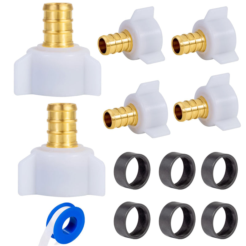 [AUSTRALIA] - Pex 1/2" Pex x 1/2" Female NPT Swivel Adapter Barb Crimp Brass Fittings,PEX 1/2inch NPT Female Threaded Swivel Adapter NPSM Brass Crimp Fittings,for PEX Tubes(6PCS 1/2" Straight) 6PCS 1/2" Straight 
