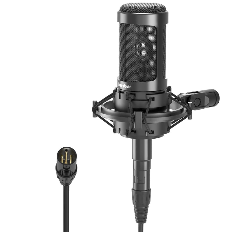 Mic for Asmr, for Audio Interface Cardioid Condenser Microphone XLR, Studio Recording microfono condensador with Shock mounts and Microphone Cable for Podcasting Music Voice-Over