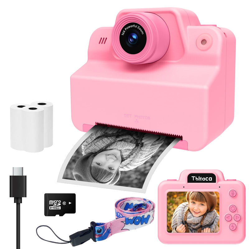 [AUSTRALIA] - Kids Camera Instant Print Camera for Kids, Toddler Instant Camera for 3 4 5 6 7 8 9 10 Year Old Girls Christmas Birthday Gifts, Portable Kid Child Digital Travel Camera Toy for Girl Boy Age 3-12 Pink 