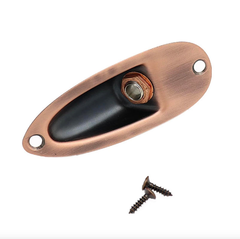 1/4 Guitar Jack Plate Socket Input Jack Socket Plate Output Loaded For Fender Stratocaster Strat (Red Bronze) Red Bronze