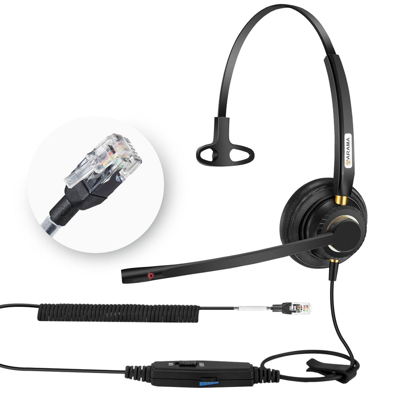 [AUSTRALIA] - Arama RJ9 Telephone Headset with Microphone Noise Cancelling,Office Phone Headset Compatible with Polycom VVX411 VVX311 VVX410 Plantronics S12 Mitel 5220 NEC Aastra Landline Deskphones 