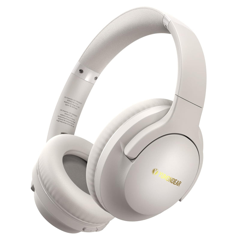 Bluetooth Headphones, 80H Playtime Headphones Wireless Bluetooth with 3 EQ Modes, Over Ear Headphones with Microphone, HiFi Stereo Sound, Foldable Headphones for PC Phone TV (Light Gray) Light Gray