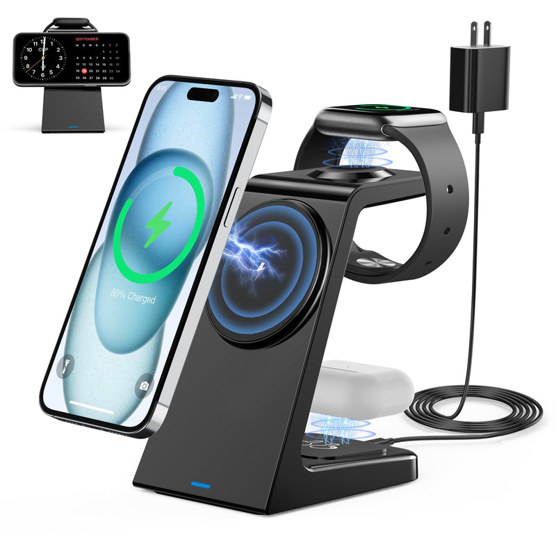 [AUSTRALIA] - 3 in 1 Magnetic Wireless Charging Station Apple 20W Mag-Safe Charger Stand Magnetic Wireless Charger for iPhone 16 15 14 13 12 Pro/Pro Max/Plus/Mini AirPods 2/3/Pro iWatch Ultra/8/7/SE/6/5/4/3/2 