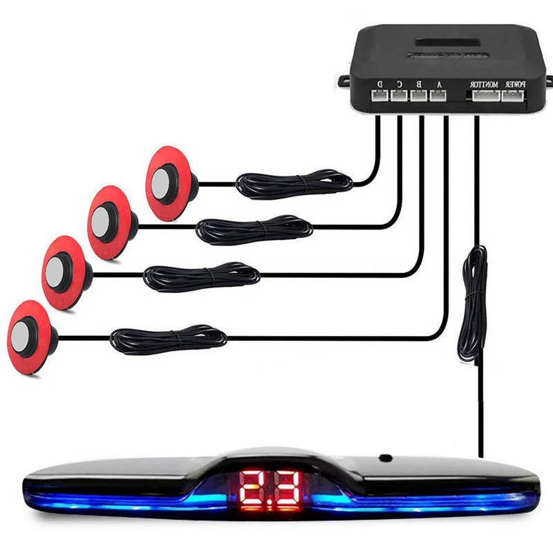[AUSTRALIA] - Car Parktronic Parking Built-in Plane Sensors Rear Reversing Radars System with 4 Sensors LED Light Distance Display Warning Buzzer Distance Detection… Silvery 