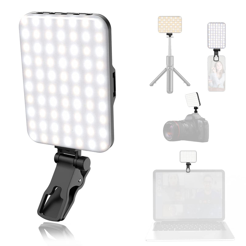 ANAUTIN LED Camera Light Video Lights Portable Photography Lighting 60 LED 2200mAh Rechargeable Selfie Light 7 Modes, 10-Level Brightness, Portable Clip on Light for Phone/Tablet/Laptop