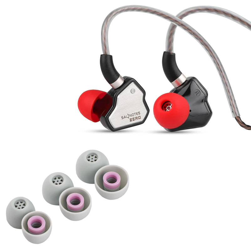 Linsoul 7Hz Salnotes Zero 10mm Dynamic Driver in Ear Monitor(Black) + Kiwi Ears Flex Earbud Tips, 3 Pairs, S/M/L Size