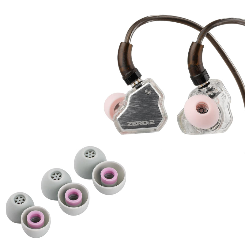 Linsoul 7Hz x Crinacle Zero:2 Updated 10mm Dynamic Driver in Ear Monitor(Silver) + Kiwi Ears Flex Earbud Tips, 3 Pairs, S/M/L Size