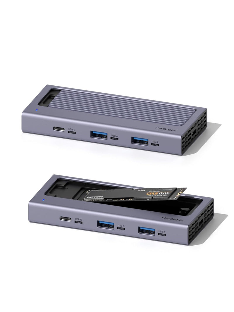 Hagibis USB C Hub with M.2 SSD Enclosure, Magnetic Cover Easy Disassemble External Hard Drive Enclosure with 10Gbps USB 3.1, USB C for MacBook Pro, iPhone15 Pro Max, Mac Mini, Laptop, PC (HB777)