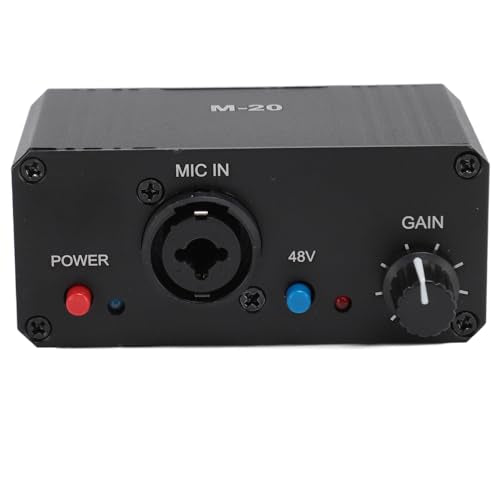 Microphone Preamp, High Gain 48V Power XLR Output Mic Preamplifier for Dynamic and Condenser Microphones Booster
