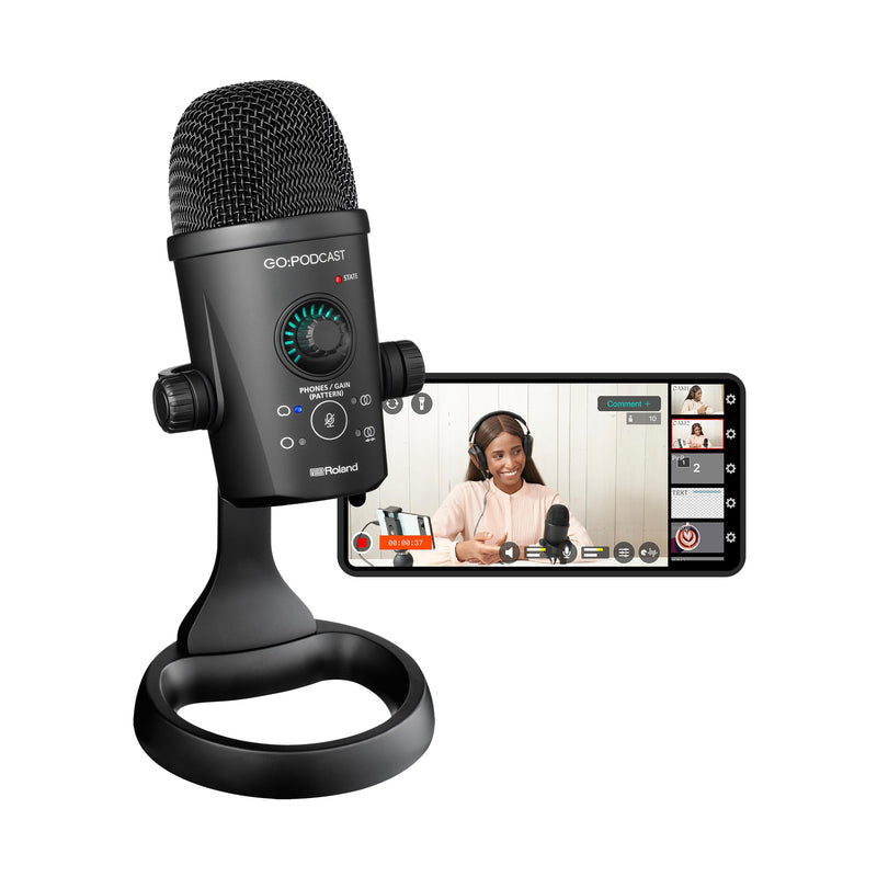 [AUSTRALIA] - Roland GO:Podcast Video Podcasting Studio for Smartphones | Livestreaming System for Podcasters, Vloggers & More | Intuitive Video App | USB Microphone | Four Polar Patterns 