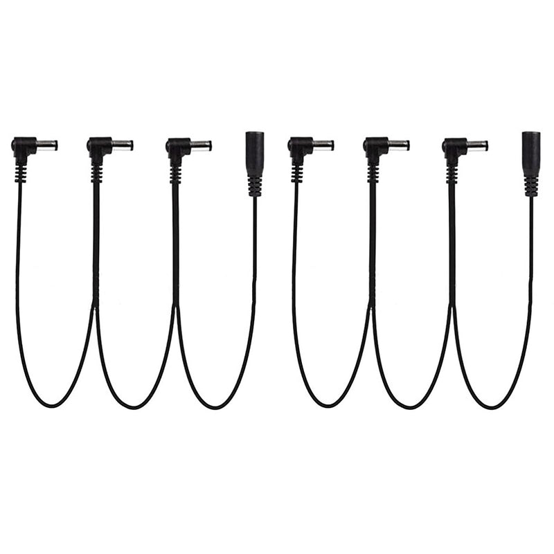 2 Pcs Black 1/3 Daisy Chain Power Cord DC Elbow Three Ways Daisy Chain Power Line DC for Guitar Pedal Power Adapter
