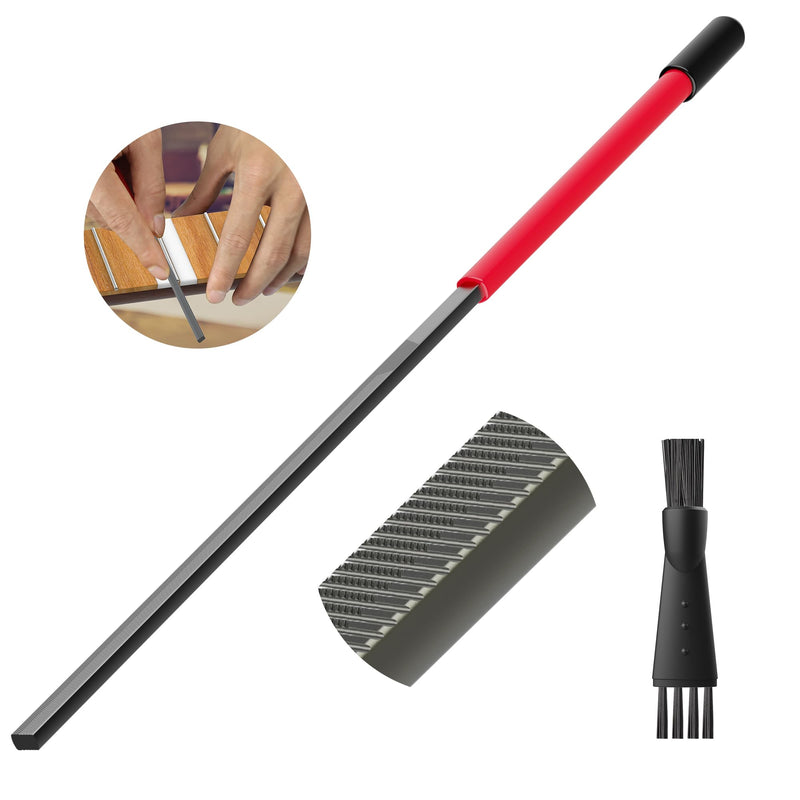 [AUSTRALIA] - Fret End Dressing File, Fix Sharp Guitar Fret Ends - Professional Luthier Tool - Double-Side Fret File - Fret Crowning File For Rounding, Shaping, and Deburring, Works on All Frets, with Clean Brush 