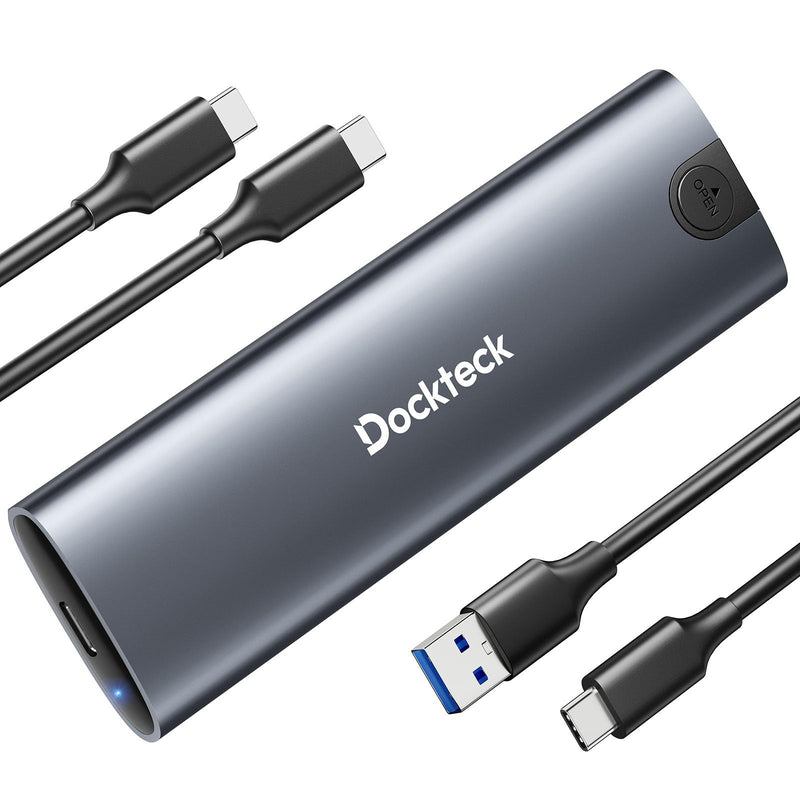 M.2 NVMe SATA SSD Enclosure, dockteck Tool-Free 10Gbps USB 3.2 Gen 2 NVMe to USB Adapter Case for SSDs 2230/2242/2260/2280, External SSD Reader Supports M-Key/B+M Key and UASP