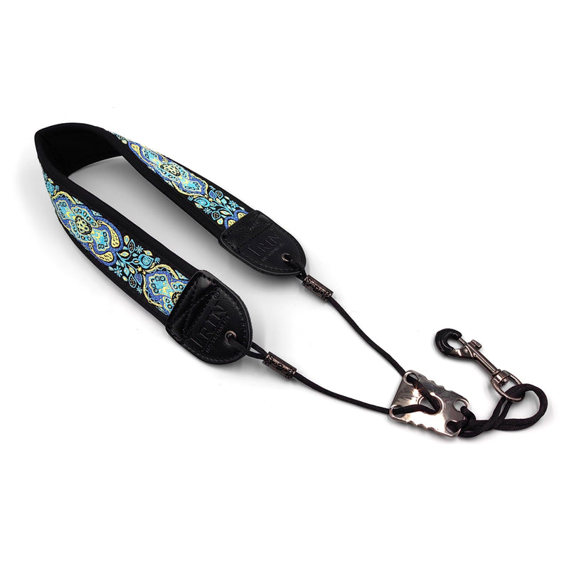 lightstar IRIN Embroidery Saxophone Neck Strap - (Comfort, Breathable, Metal Swivel Snap Hook) Sax Neck Strap for Alto Tenor Blue Totem