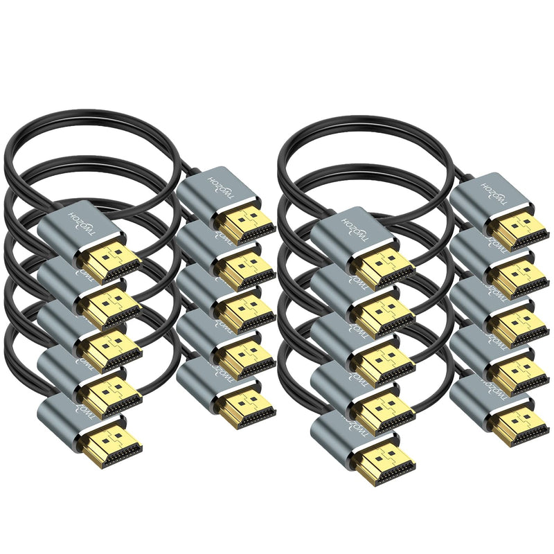 Twozoh Slim 4K HDMI Cable 6.6FT 10 Pack, Ultra Thin & Flexible Skinny HDMI to HDMI 2.0 Cord Support 4K/60HZ 18gbps Laptop, Monitor, PS5, PS4, Xbox One, Fire TV THIN HDMI 10-Pack